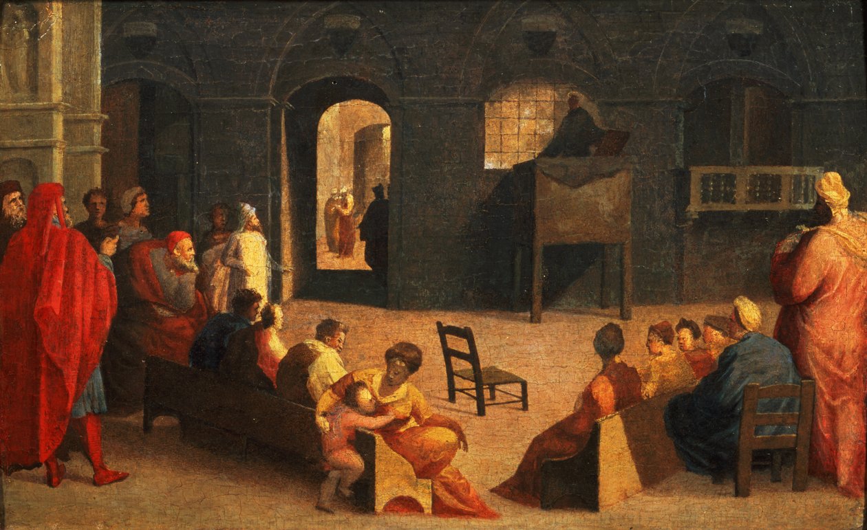 Sankt Bernardino av Siena predikar av Domenico di Pace Beccafumi  