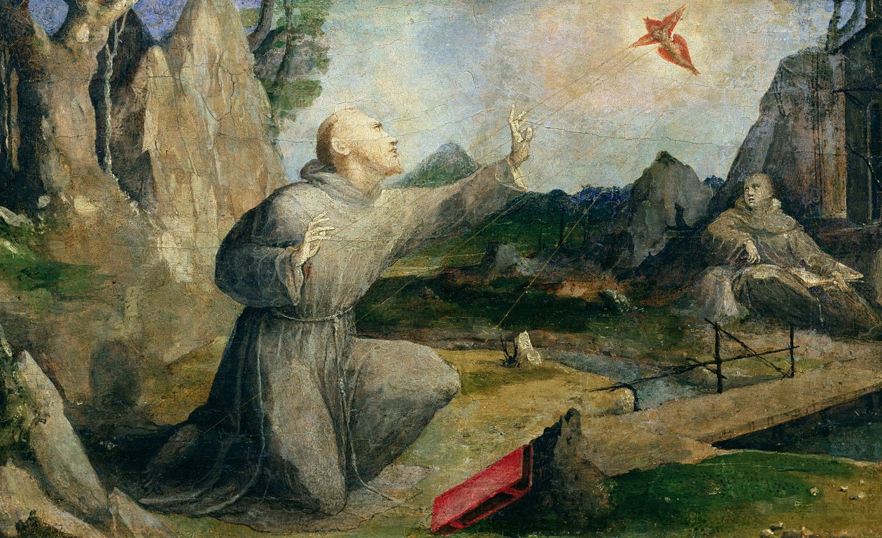 St. Franciskus av Assisi tar emot Stigmata, 1537 av Domenico di Pace Beccafumi  