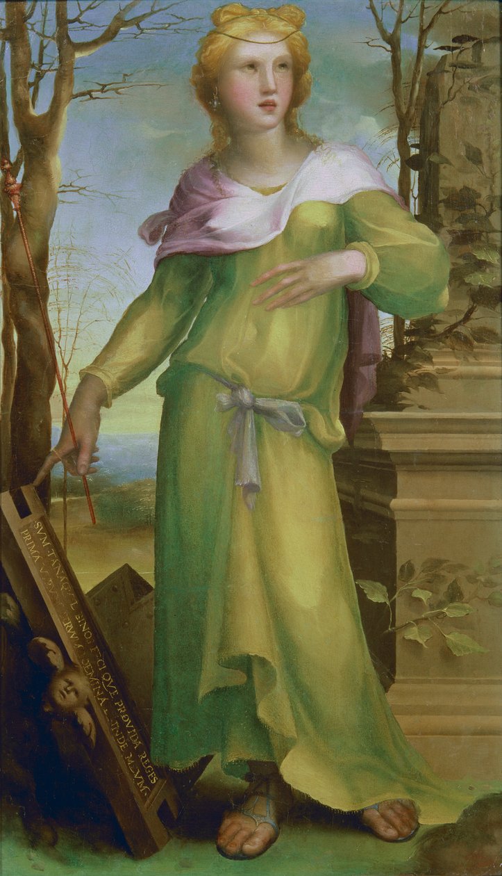 Tanaquil, ca 1520-25 (olja på trä) av Domenico di Pace Beccafumi  
