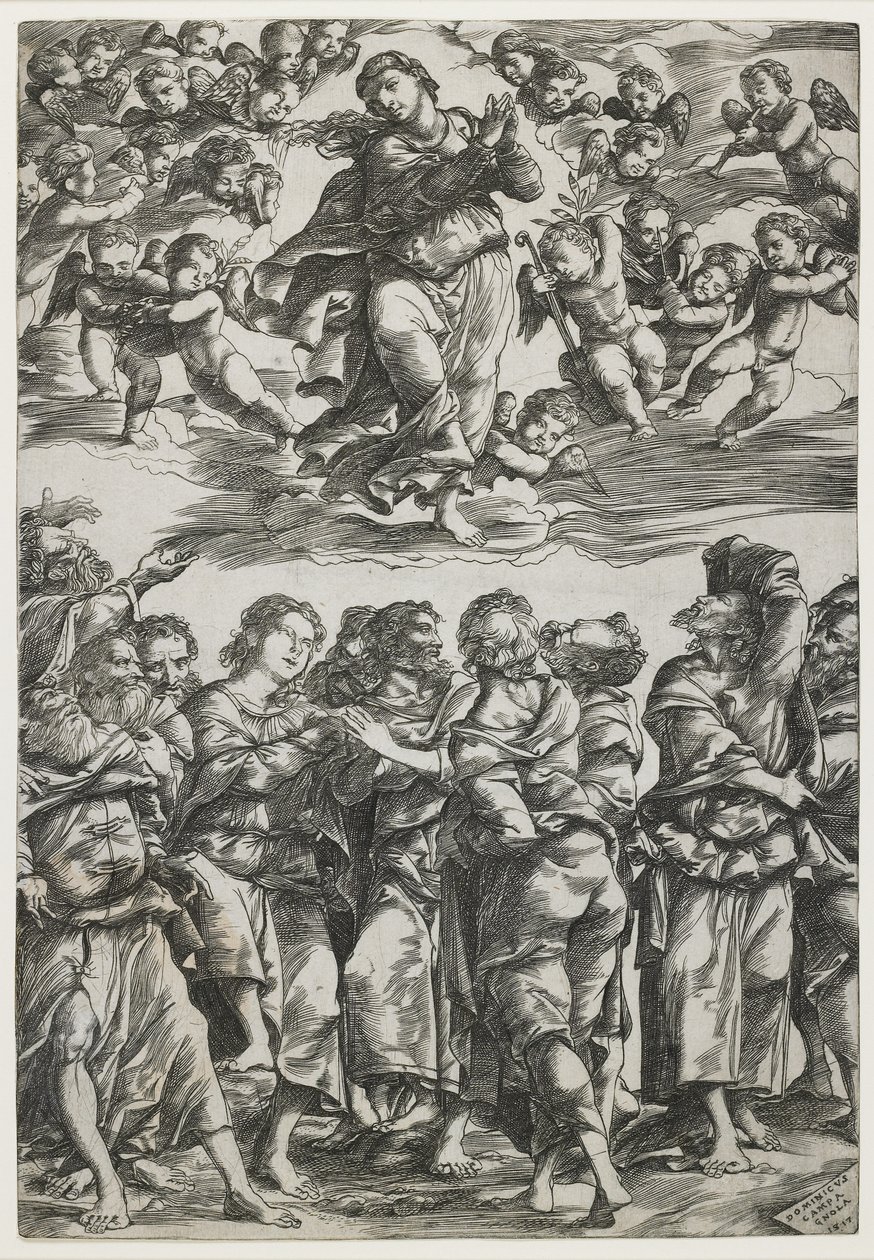 Jungfruns antagande, 1517 av Domenico Campagnola