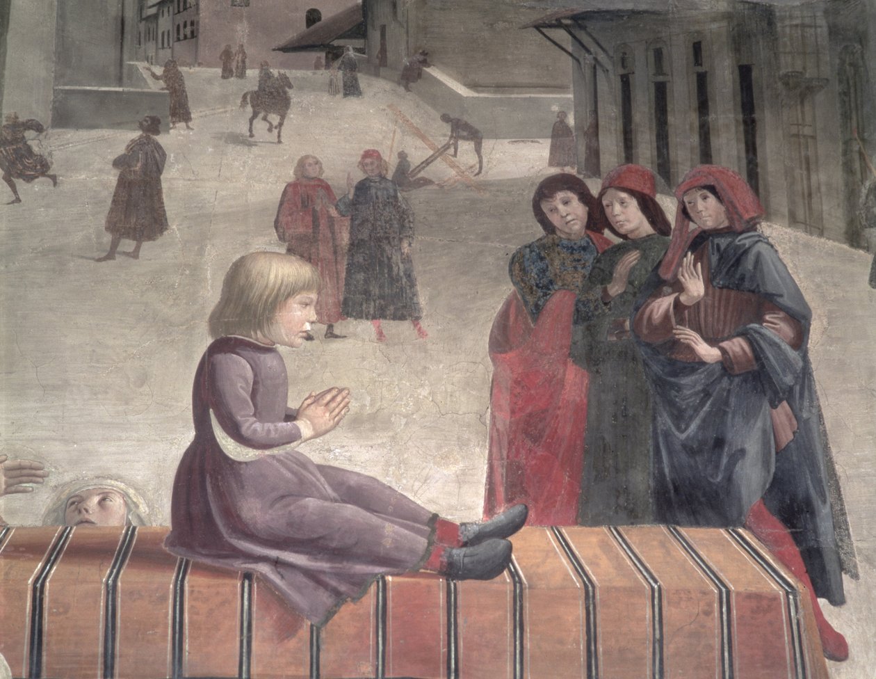 Miraklet med det uppståndna barnet, Sassetti-kapellet (detalj) av Domenico Ghirlandaio