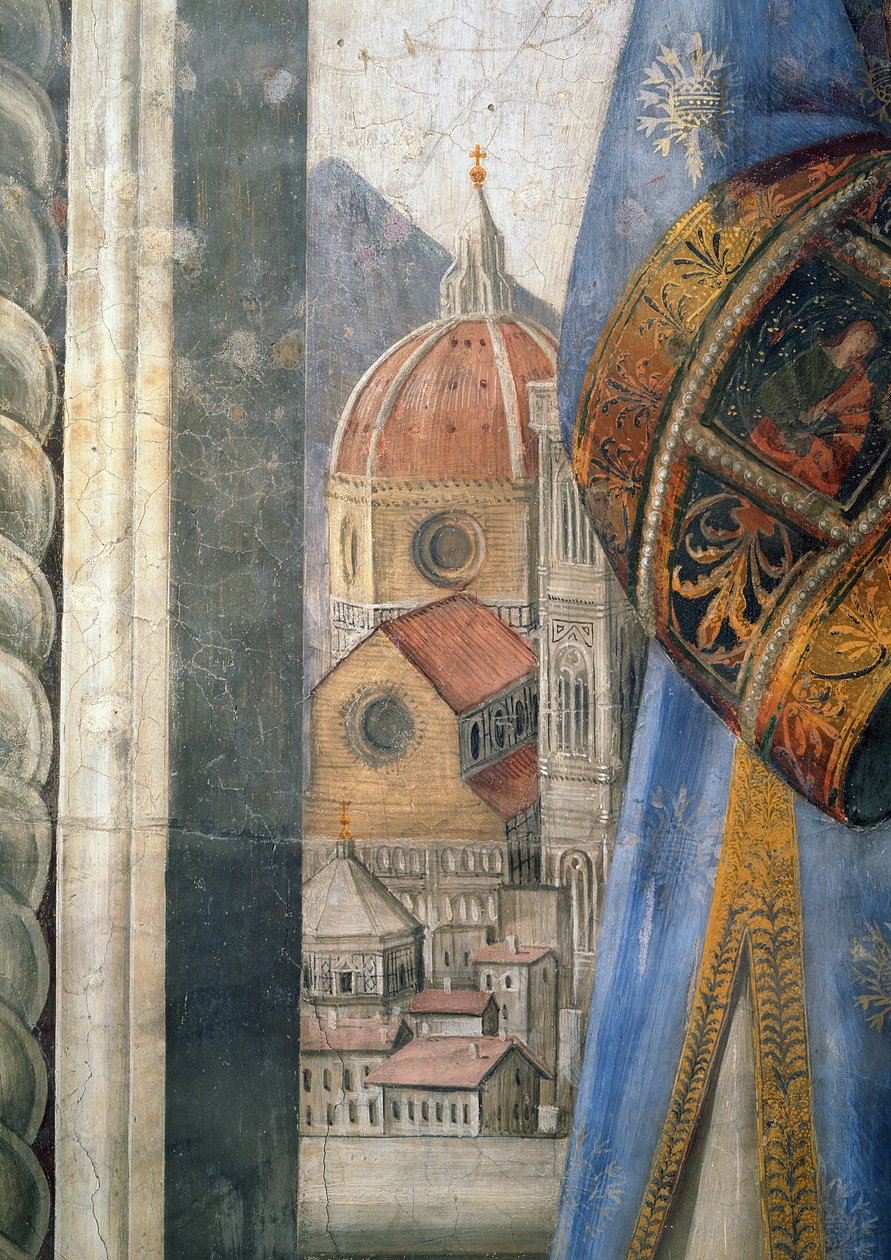 Katedralen, detalj från fresken i Sala dei Gigli, ca 1470 av Domenico Ghirlandaio