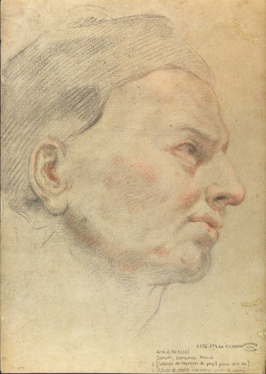 Head of a man in profile to the right av Domenico Maria Canuti