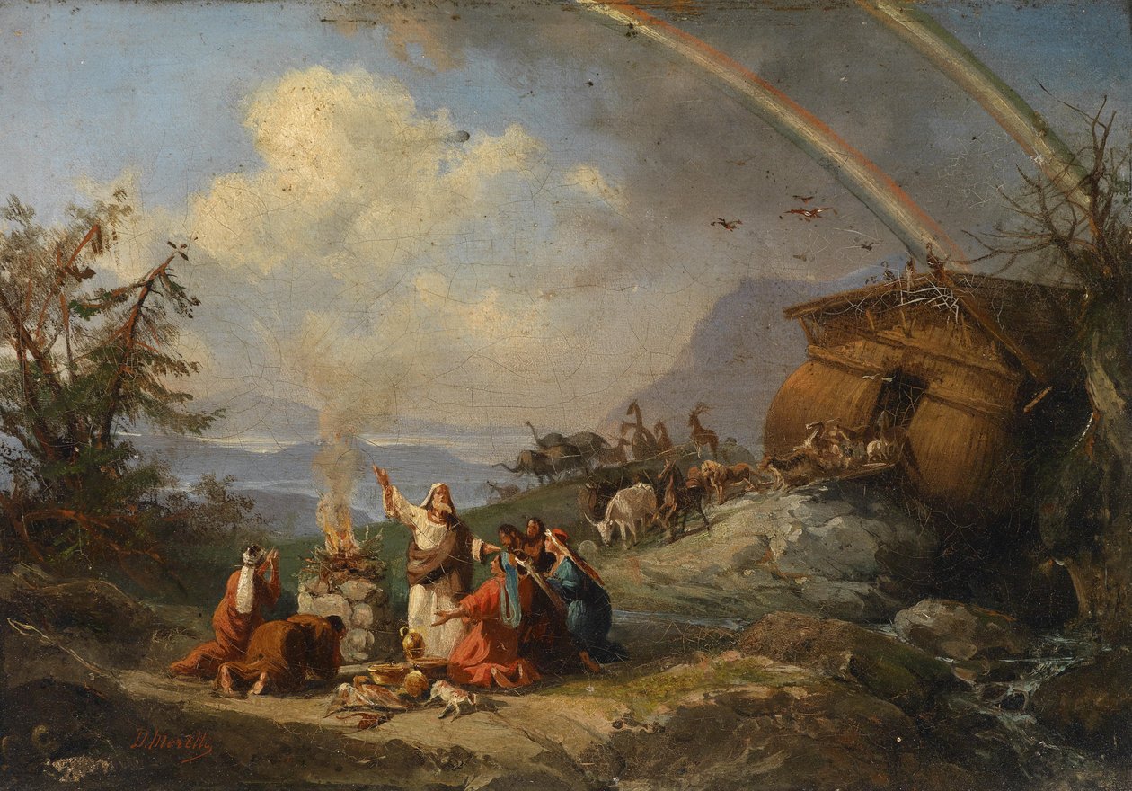 Dankgebet nach Verlassen der Arche Noah av Domenico Morelli