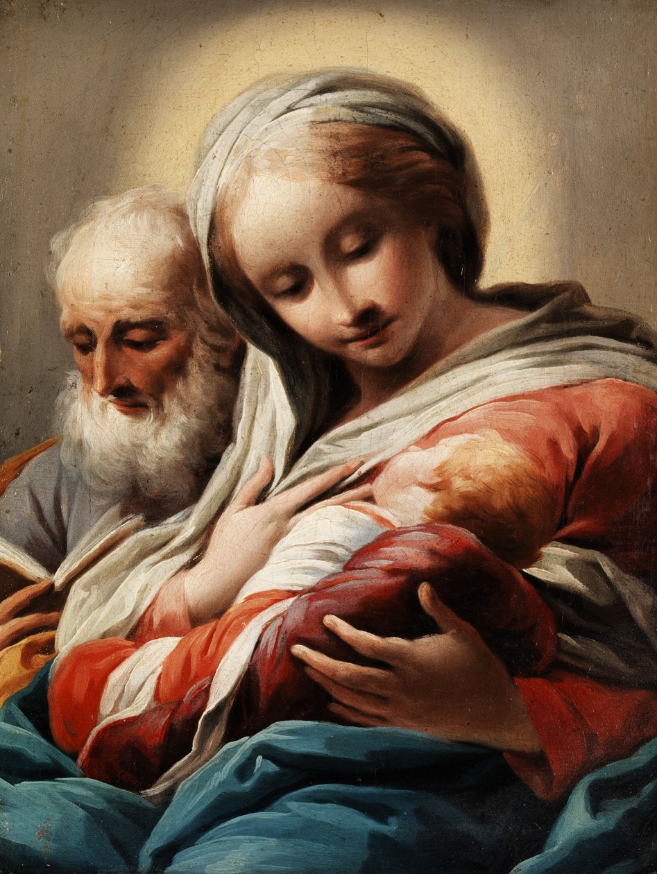 Maria mit dem Kind und Josef av Domenico Pedrini