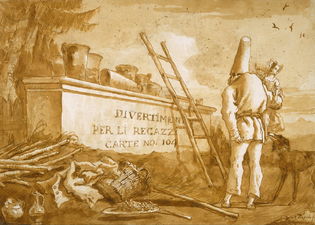 Titelsida till Punchinello-serien av Domenico Tiepolo