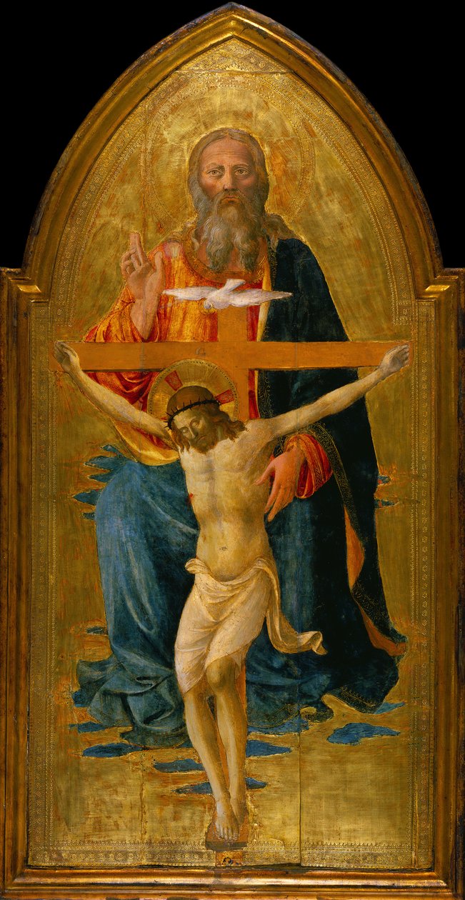 Helig treenighet med heliga, ca 1470-75 (tempera & bladguld på panel) av Domenico di Michelino