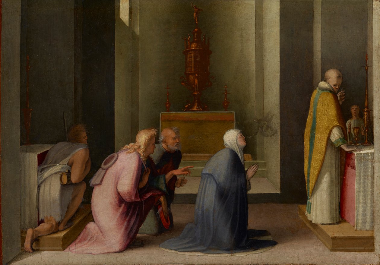 Den mirakulösa nattvarden av Sankt Katarina av Siena av Domenico di Pace Beccafumi  
