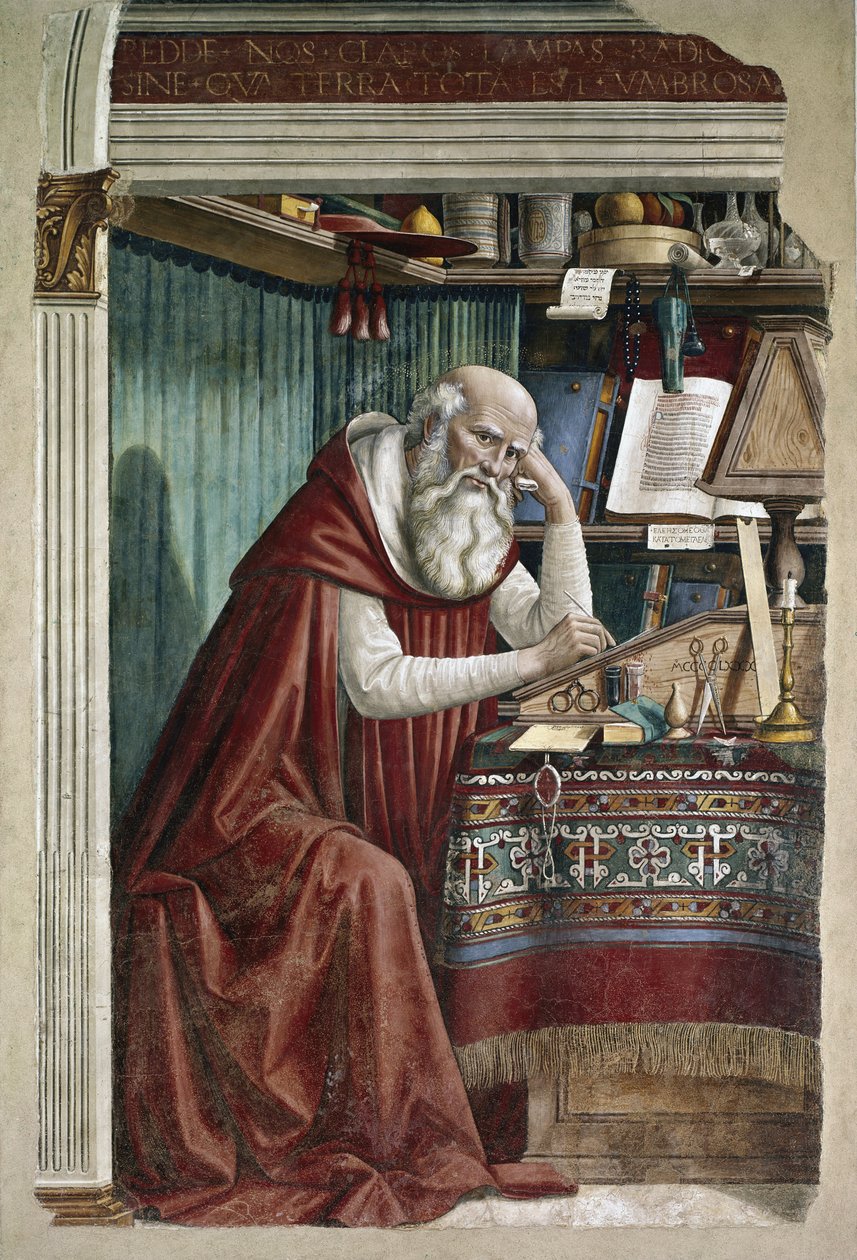 Saint Hieronymus i hans arbetsrum - Fresco av Domenico Ghirlandaio
