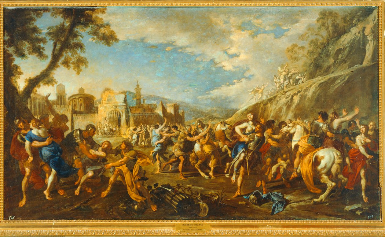 Våldtäkten av de sabinianska kvinnorna. 10035138 ... av Domenico (1612-75) Gargiulo