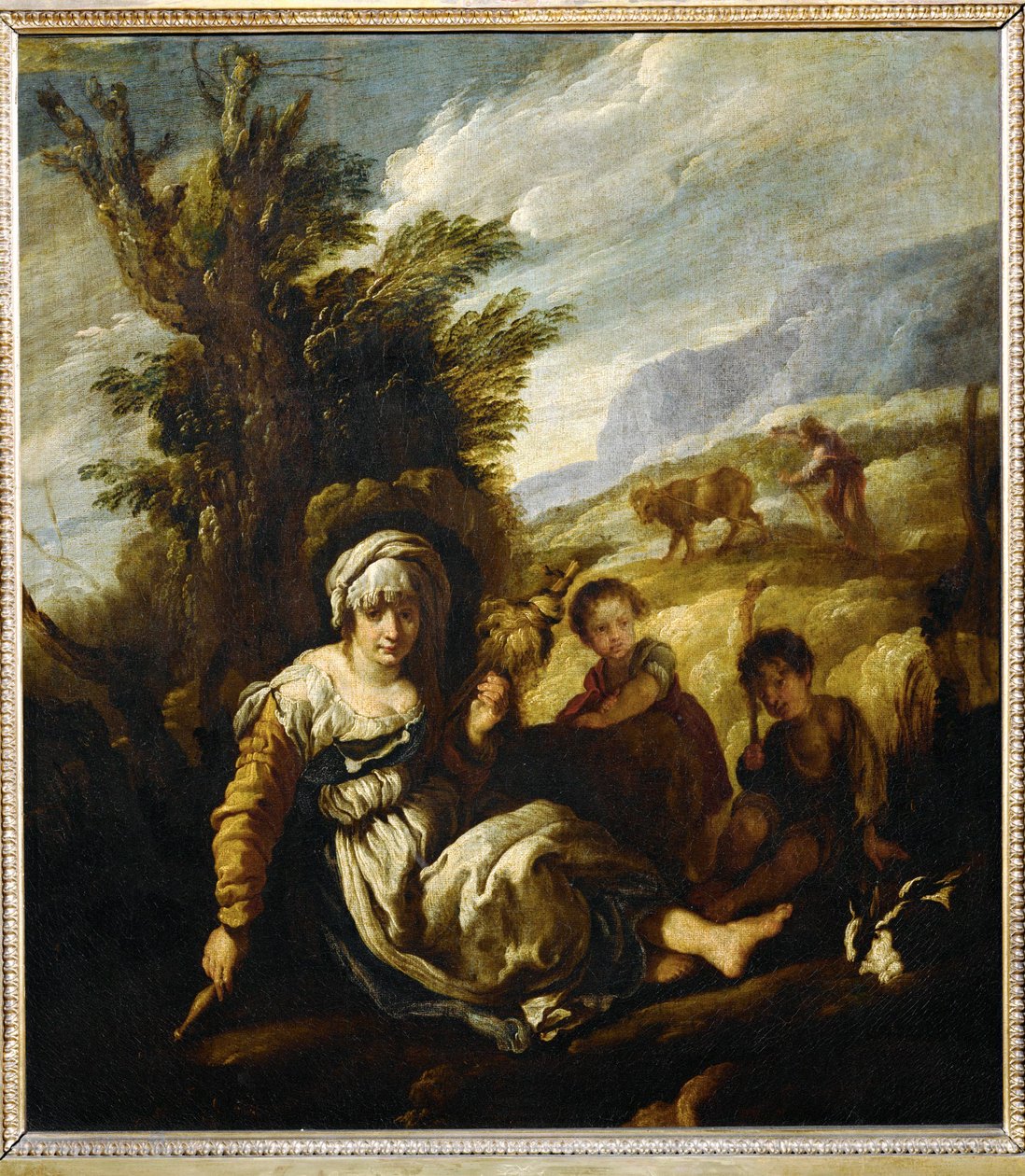 Le premier Age, Eve filant et Adam labourant - Eve spinning, Adam ploughing, även kallad Country Life ... av Domenico (after) Fetti