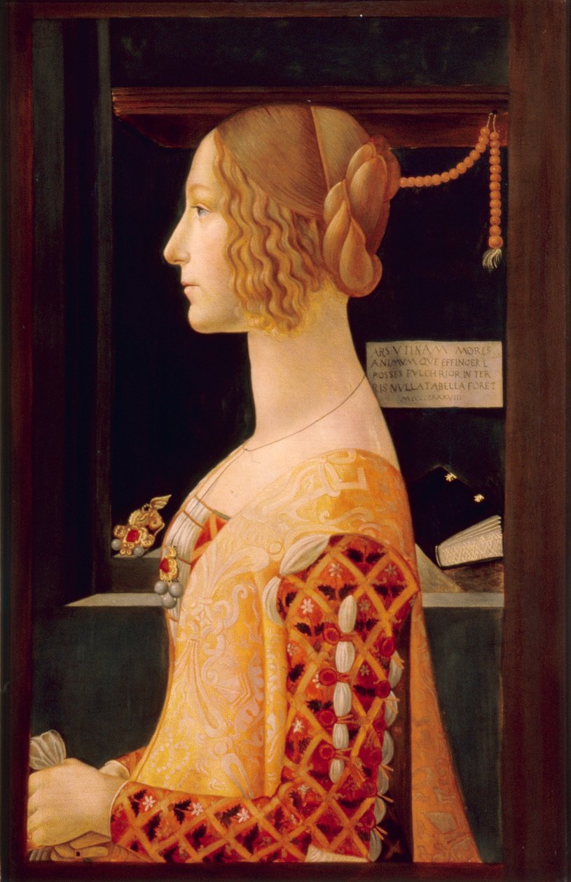 Porträtt av Giovanna Tornabuoni, ca 1899 (olja på pannå) av Domenico (after) Ghirlandaio