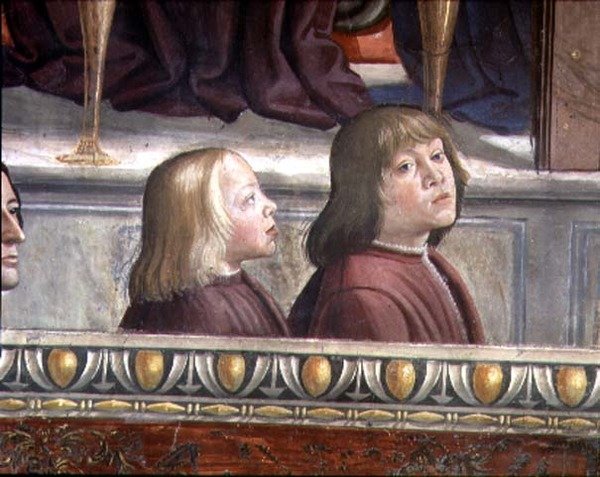 Central Wall of the Cycle of the Life of St. Francis, c.1483 (detalj) (se 137591) av Domenico Ghirlandaio