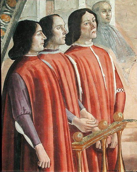 Medlemmar av familjen Sassetti, från en scen från en cykel av den helige Franciskus av Assisis liv, 1486 (detalj av 85235) av Domenico Ghirlandaio