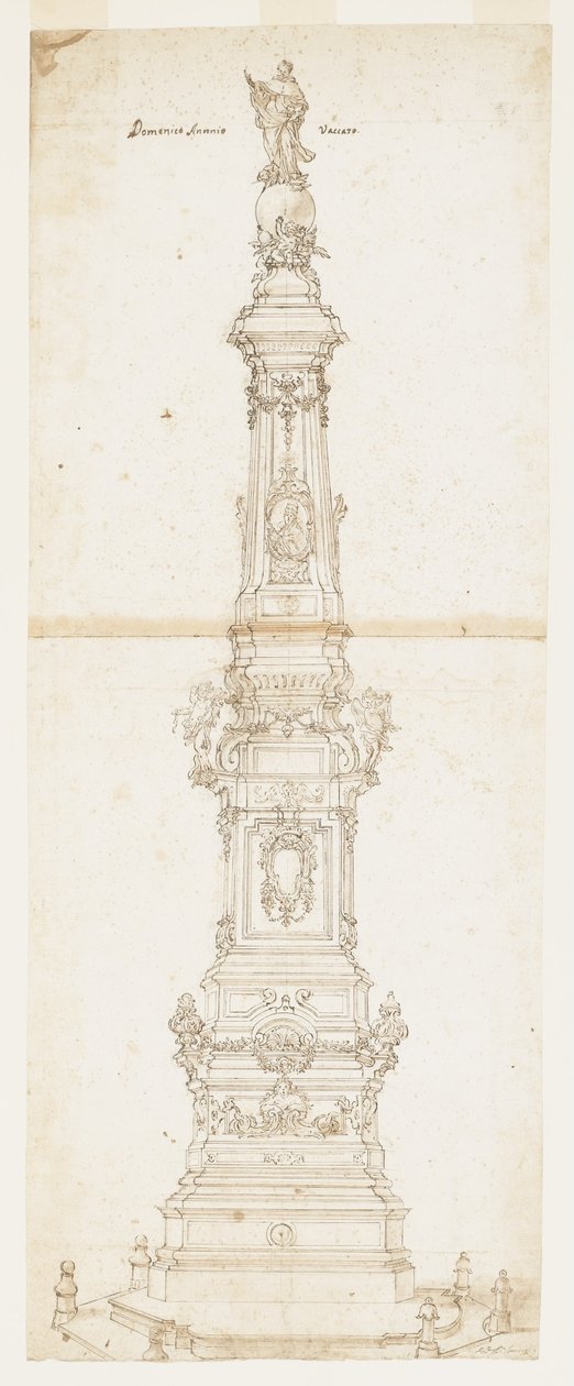 Design för Obelisken av St. Dominic, Piazza San Domenico Maggiore, Neapel av Domenico Antonio Vaccaro