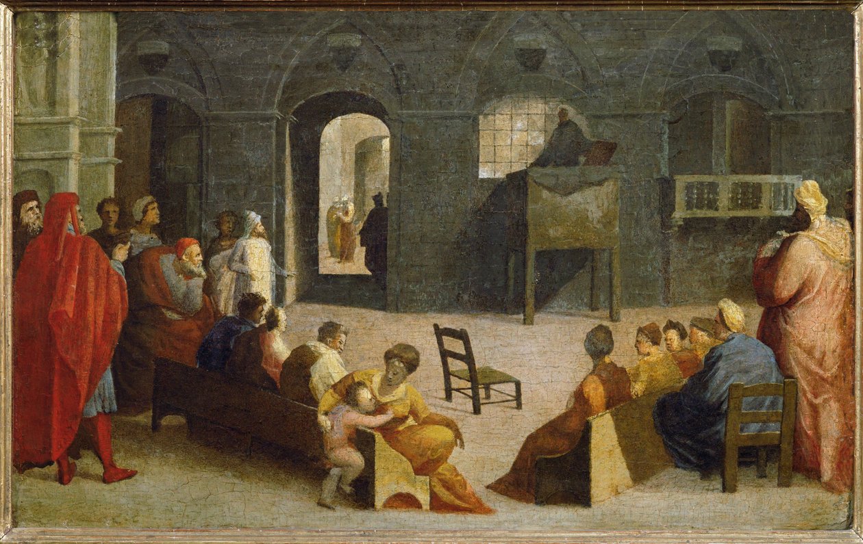 En predikan av Saint Bernard av Siena ... av Domenico Beccafumi
