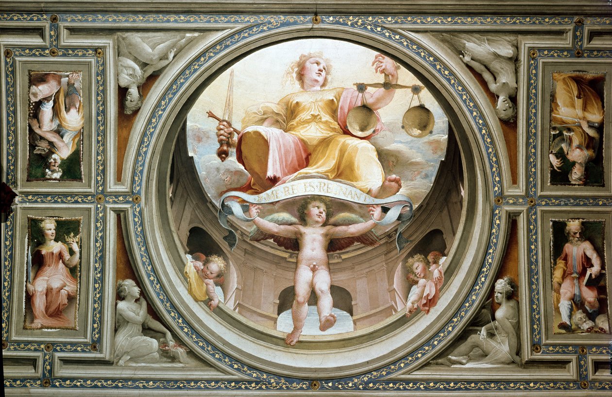 Allegori om rättvisa. Målning av Domenico Beccafumi (1486-1551) av Domenico Beccafumi