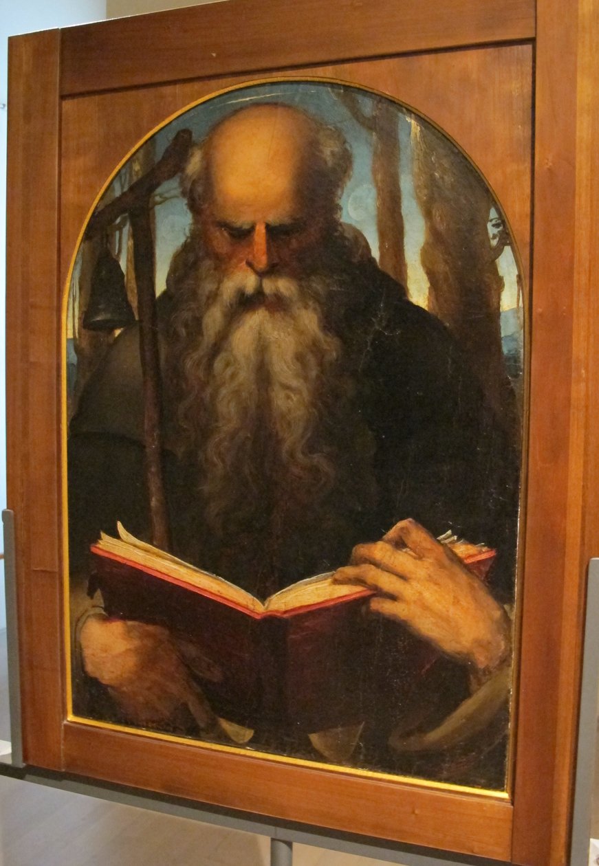 Baccafumi, cataletto för den avlidne i företaget s. a. abate, 1538-40, Antonio abate legente av Domenico Beccafumi