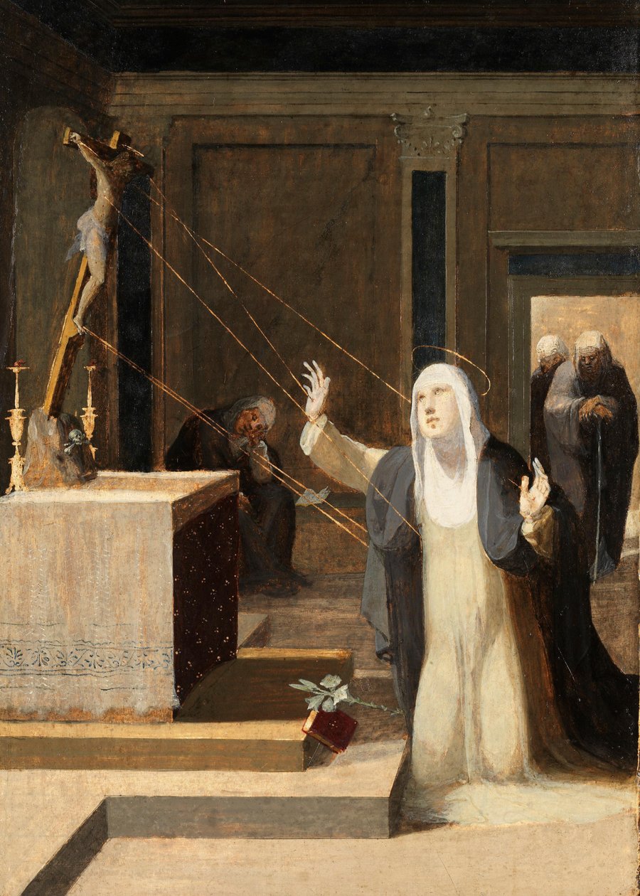 Beccafumi - Sankta Katarina tar emot stigmata, 1545 av Domenico Beccafumi