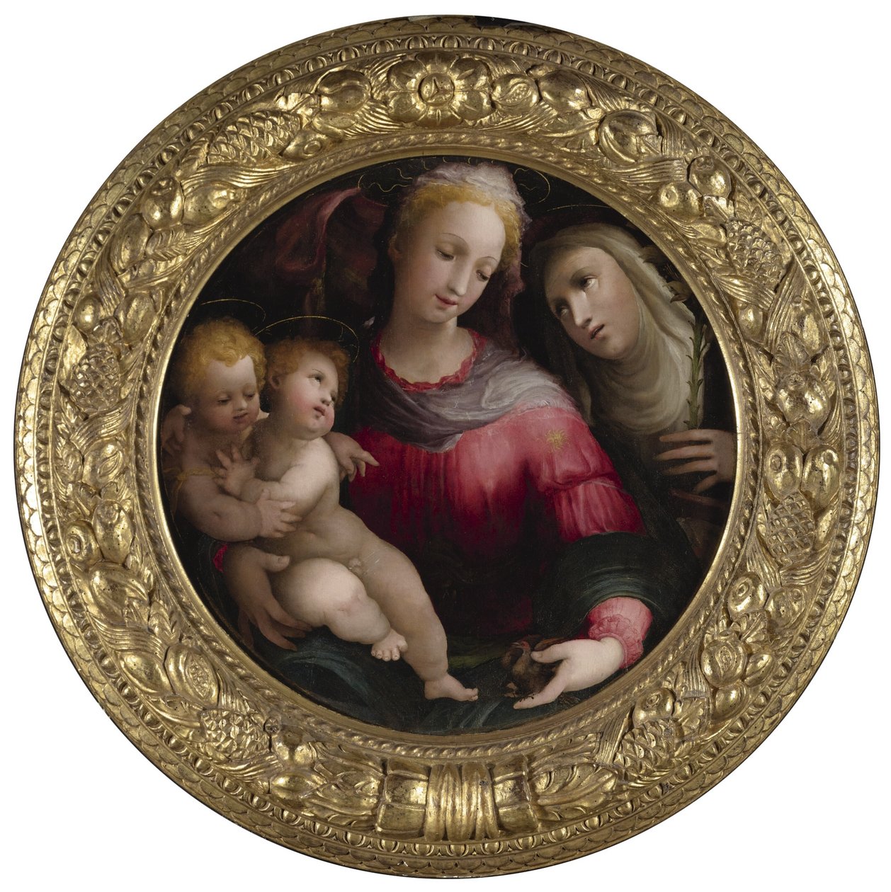 Madonna och barnet med Johannes Döparen och Katarina av Siena av Domenico Beccafumi