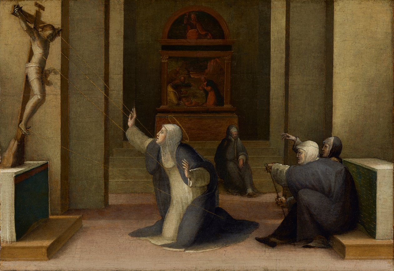 Den heliga Katarina av Siena tar emot Stigmata, ca 1513-15 (olja och bladguld på panel) av Domenico Beccafumi