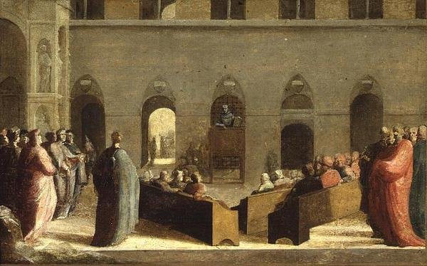 S:t Bernadino predikar i Campo i Siena, c.1528 av Domenico Beccafumi