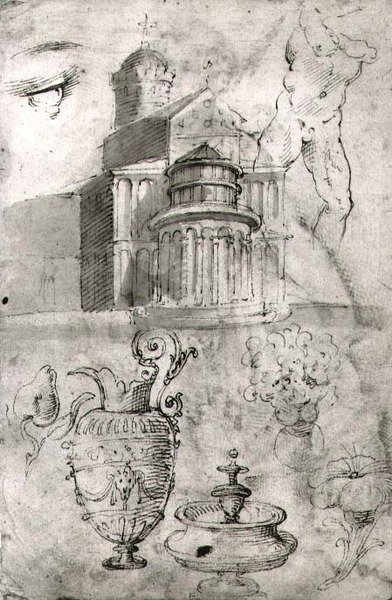 Absiden av Duomo, Pisa (penna och bläck) (s/v foto) av Domenico Beccafumi