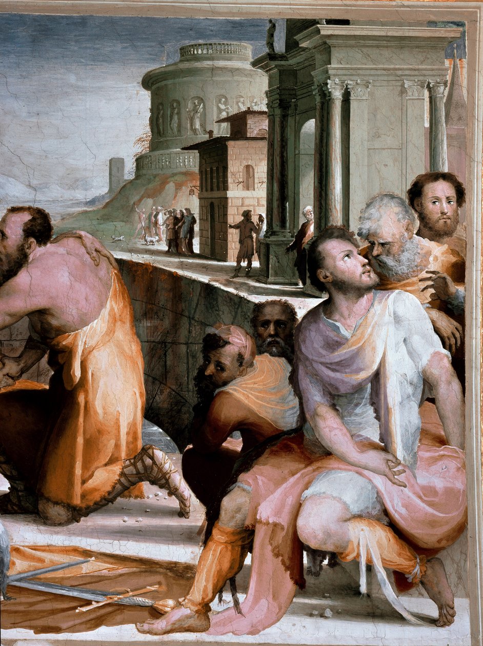 Förlikningen av den romerske konsuln Marcus Fulvius Flaccus och Marcus Aemilius Lepidus omkring 126 f.Kr. Detalj. Fresk av Domenico di Giacomo di Pace dit Beccafumi (1486-1551) 1529-1535 Siena, Palazzo Pubblico av Domenico Beccafumi
