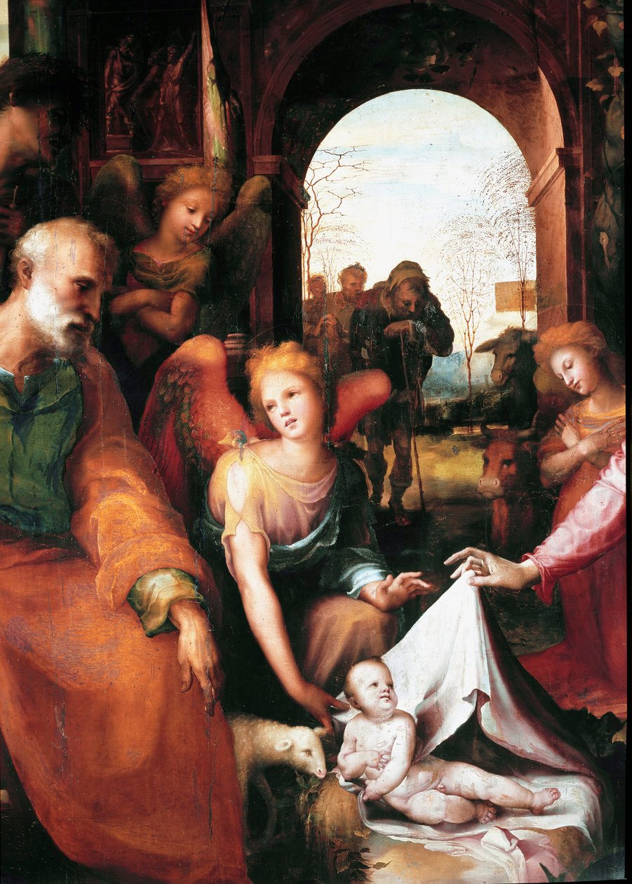 Nativet, detalj. Målning av Domenico Beccafumi (1486-1551) av Domenico Beccafumi
