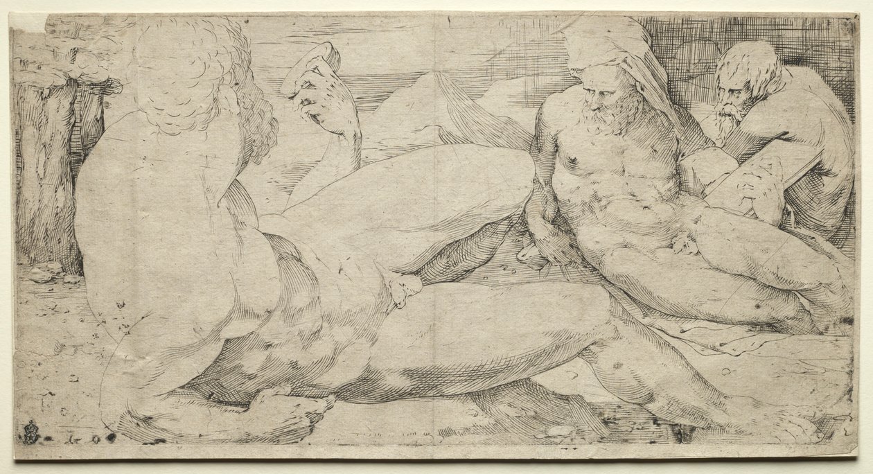 Tre manliga nakenbilder, andra kvartalet 1500-talet. av Domenico Beccafumi