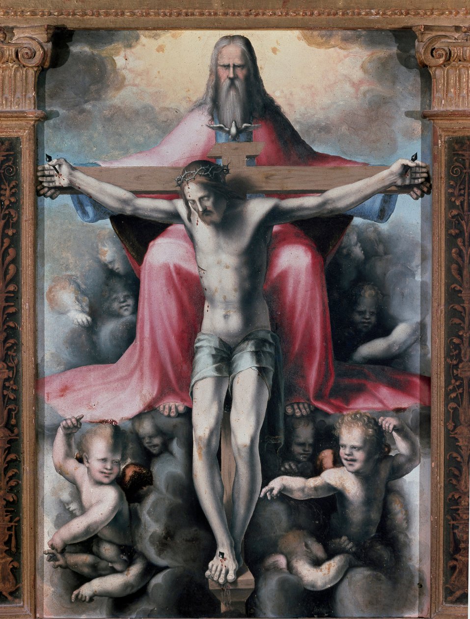 Treenighetens triptyk, Detalj centralpanel: treenigheten. Målning av Domenico Beccafumi (1486-1551) av Domenico Beccafumi