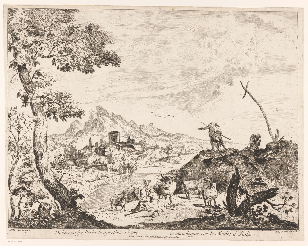 Landskap med herdar och boskap av Domenico Bernardo Zilotti