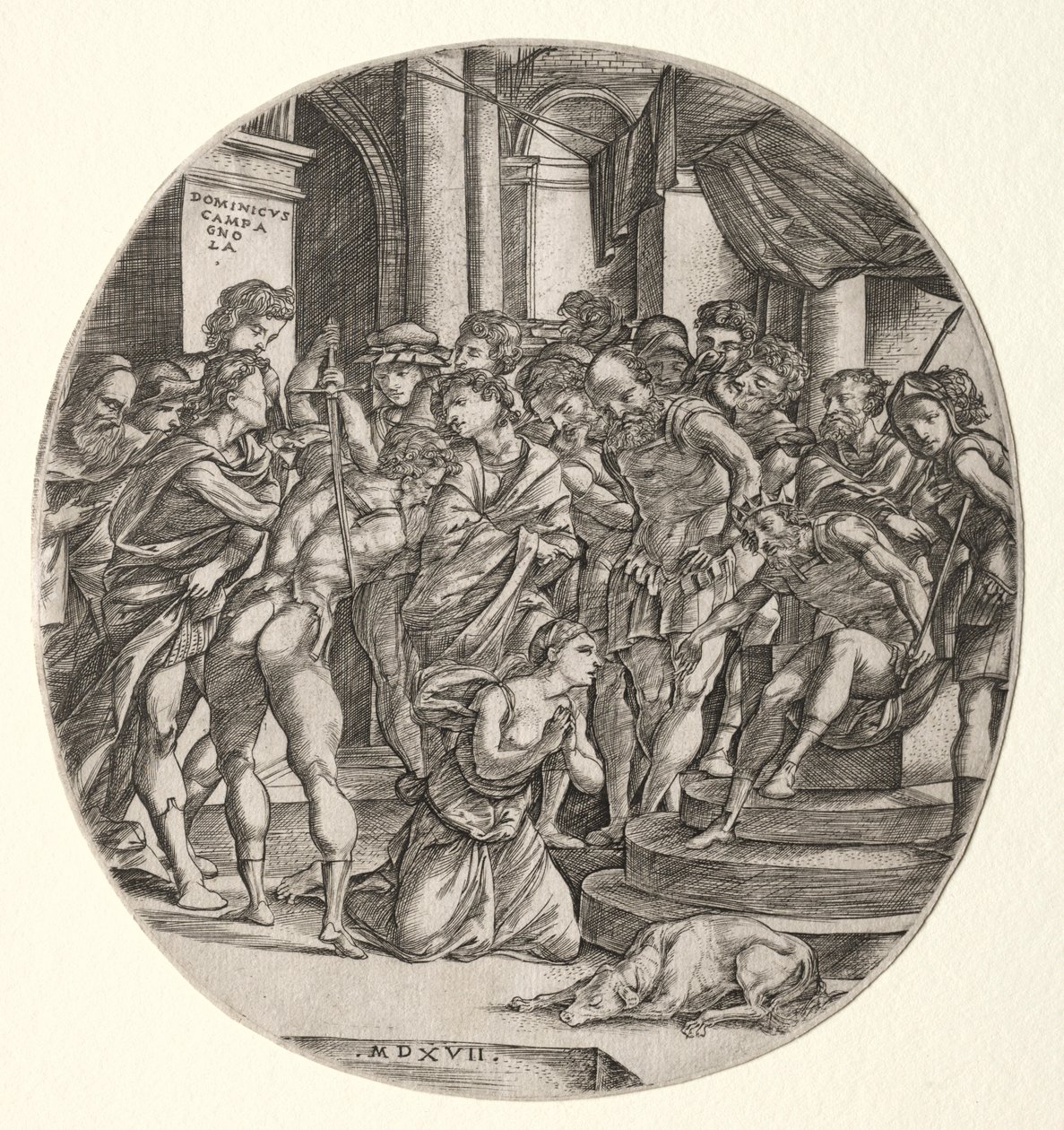 Halshuggning av Saint Catherine, 1517. av Domenico Campagnola