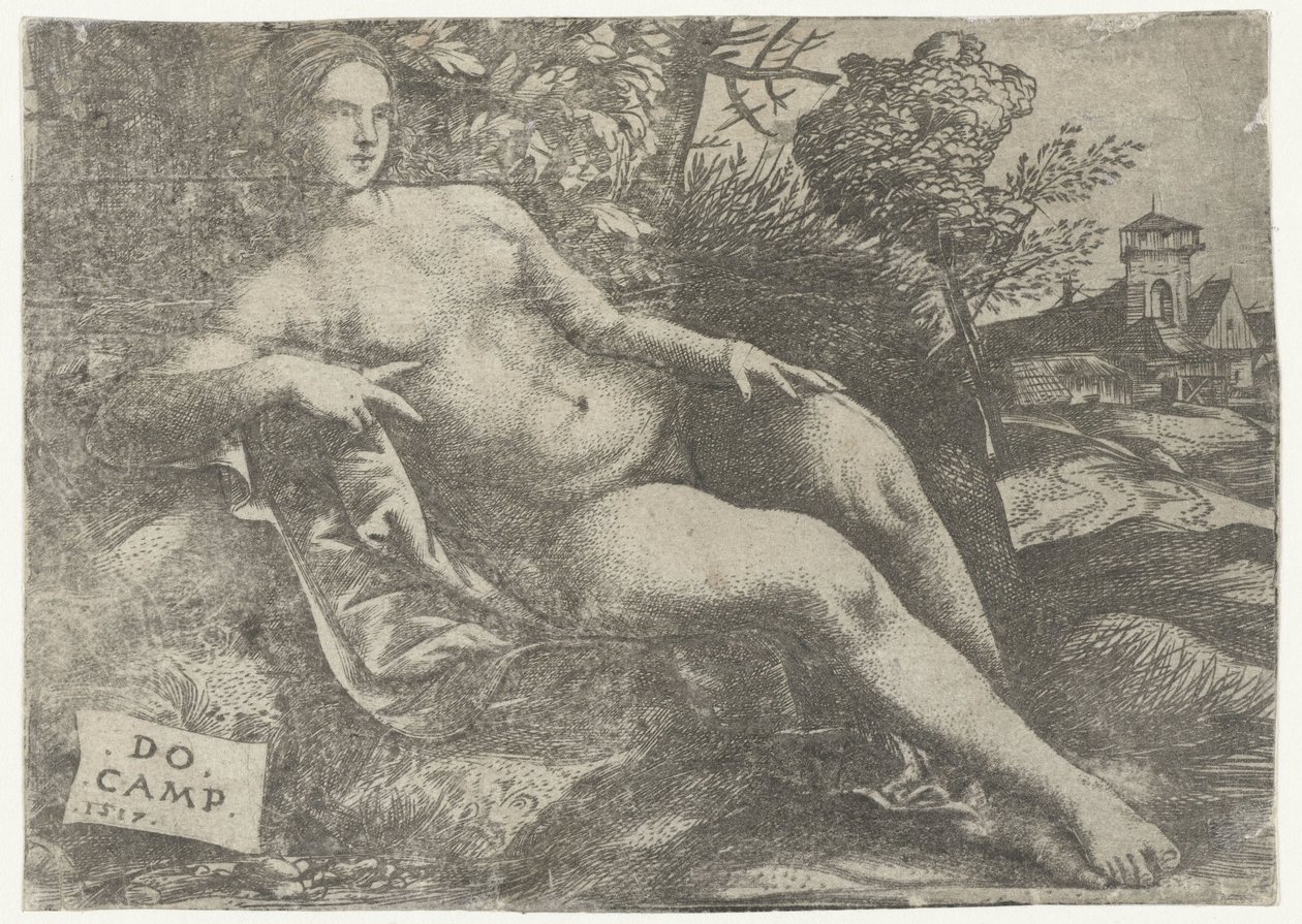 Lutande Venus i landskapet av Domenico Campagnola