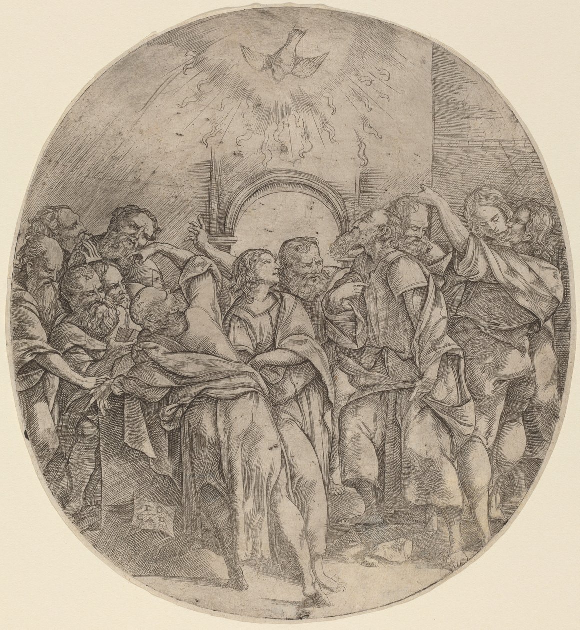 Den Helige Andes nedstigning av Domenico Campagnola