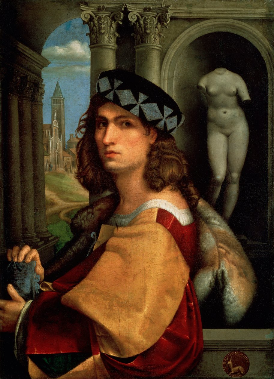 Porträtt av en man, självporträtt, 1512 av Domenico Capriolo