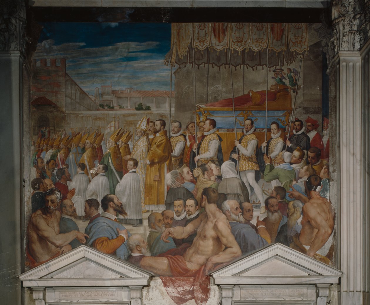 Procession av Saint Antoninus kropp, 1589 (freso) av Domenico Cresti