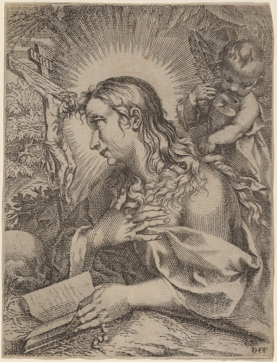 Den ångerfulla Magdalena av Domenico Falcini after Francesco Villamena after Francesco Vanni