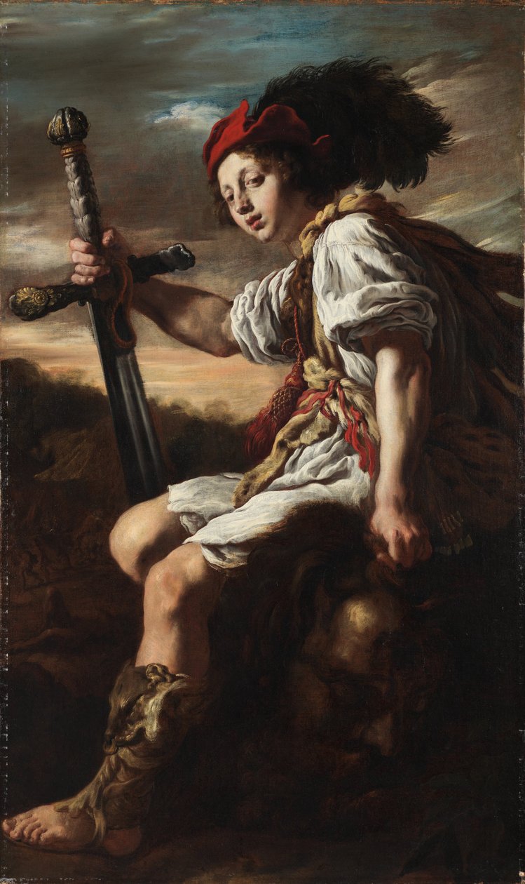 Italienska:  Davide con la testa di Golia David med Goliat huvud av Domenico Fetti