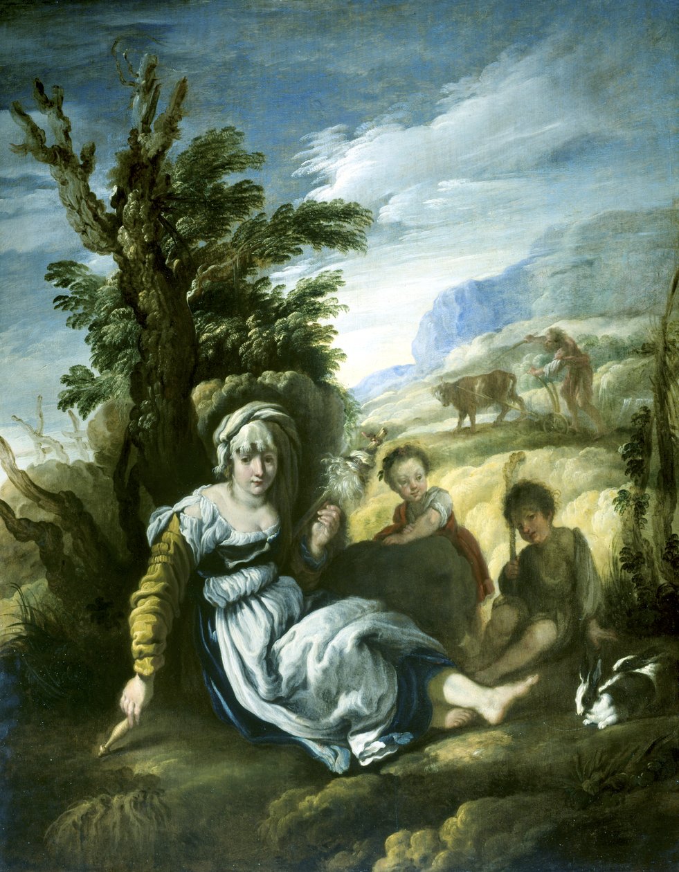 Adam och Eva på jobbet av Domenico Fetti or Feti