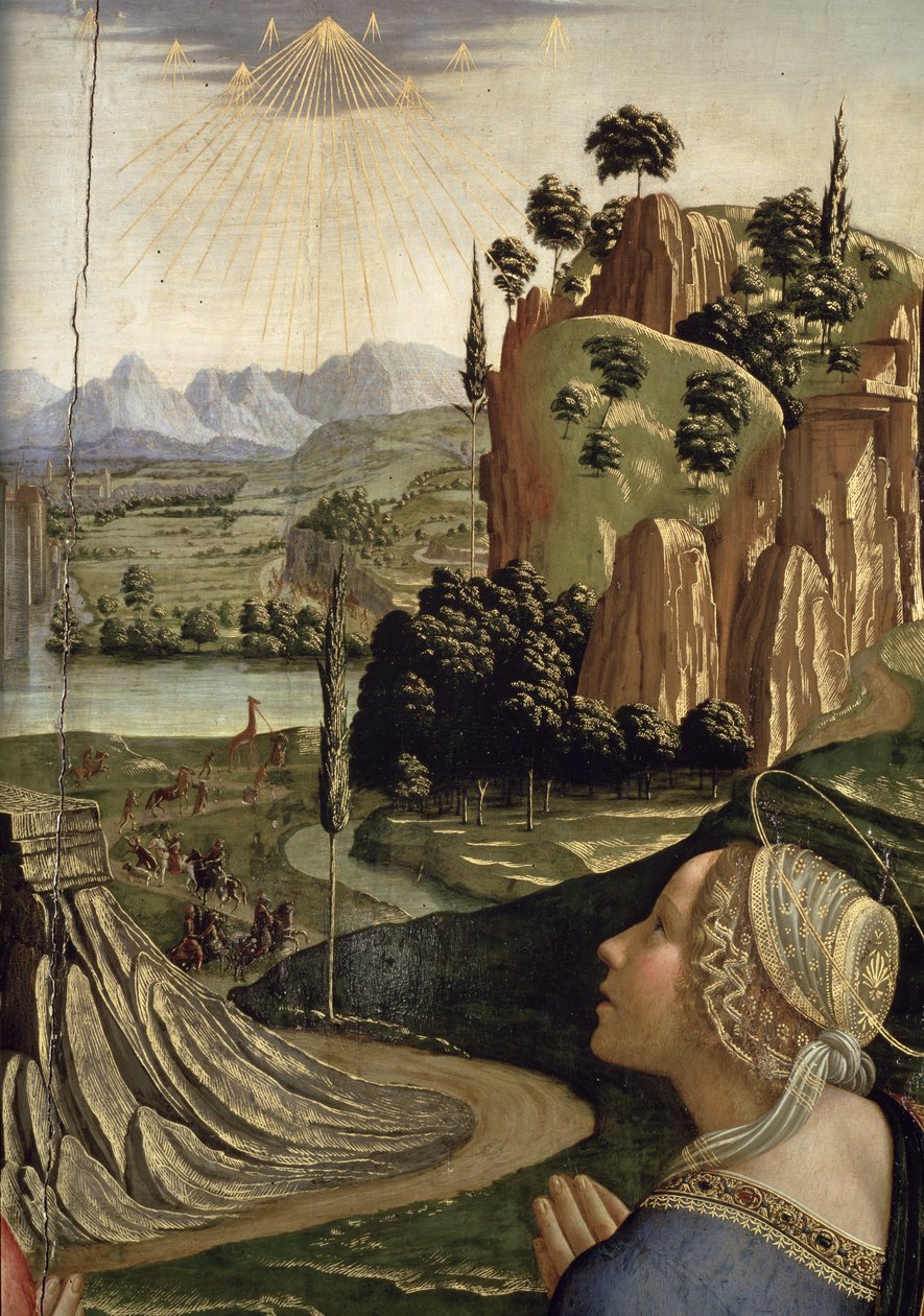 Kristus i ära med helgon, detalj av landskapet, 1492 paneldetalj av 85137 av Domenico Ghirlandaio