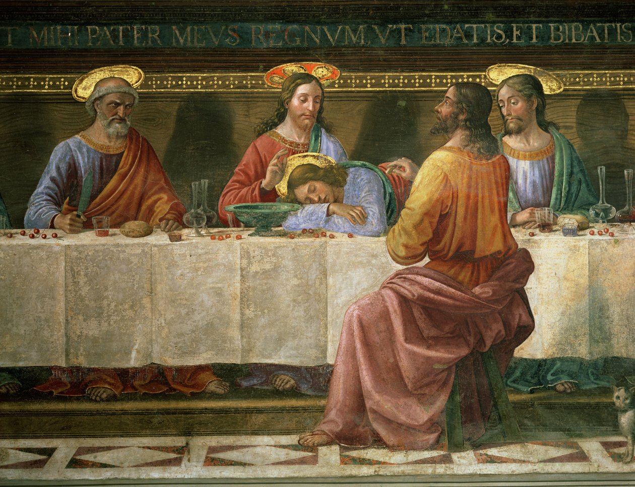 Detalj från den sista måltiden av Domenico Ghirlandaio