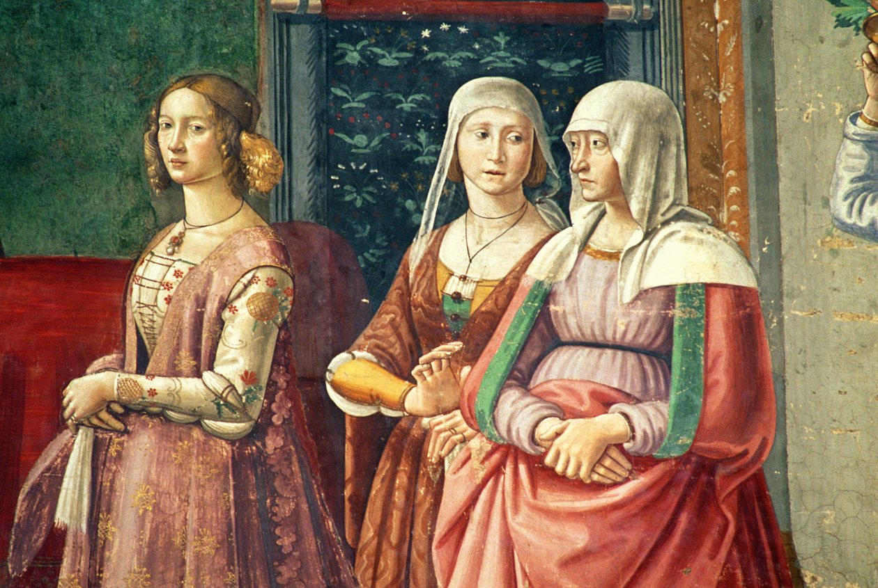 Florentinska damer, från Johannes Döparens födelse av Domenico Ghirlandaio