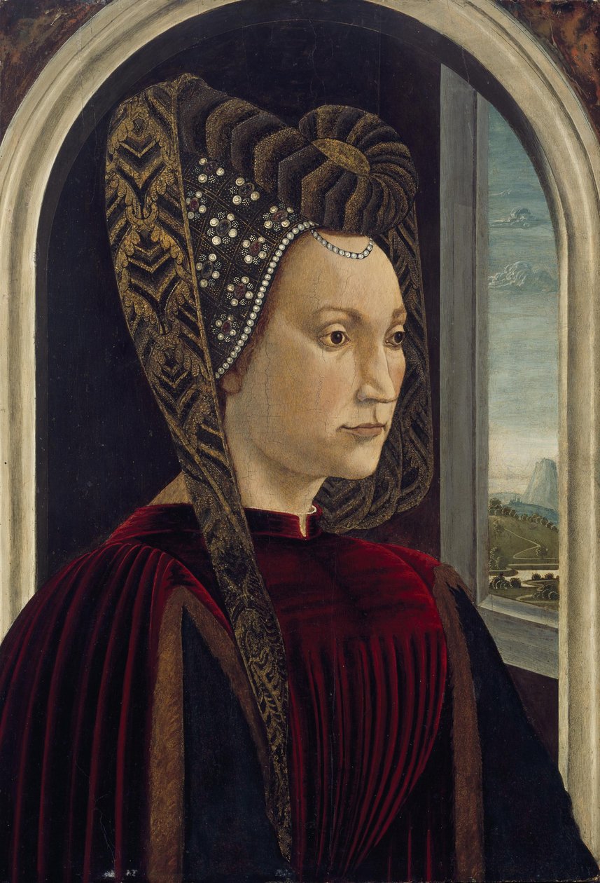Italienska: Presumtivt porträtt av Clarice Orsini, Lorenzo den magnifike hustru Presumtivt porträtt av Clarisa Orsini (1453-1488), Lorenzo den magnifike hustru av Domenico Ghirlandaio