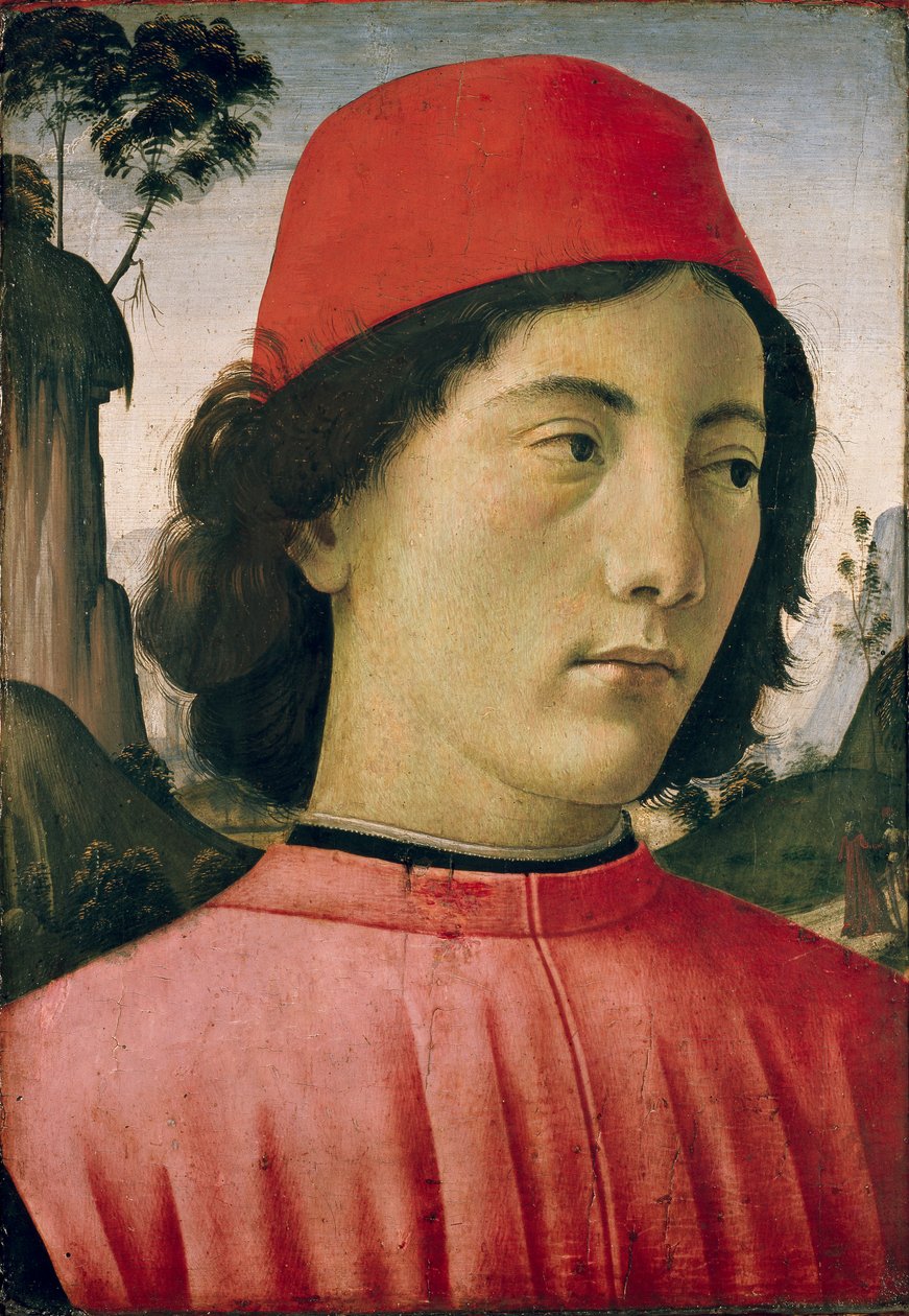 Porträtt av en ung man, c1477-1478 av Domenico Ghirlandaio