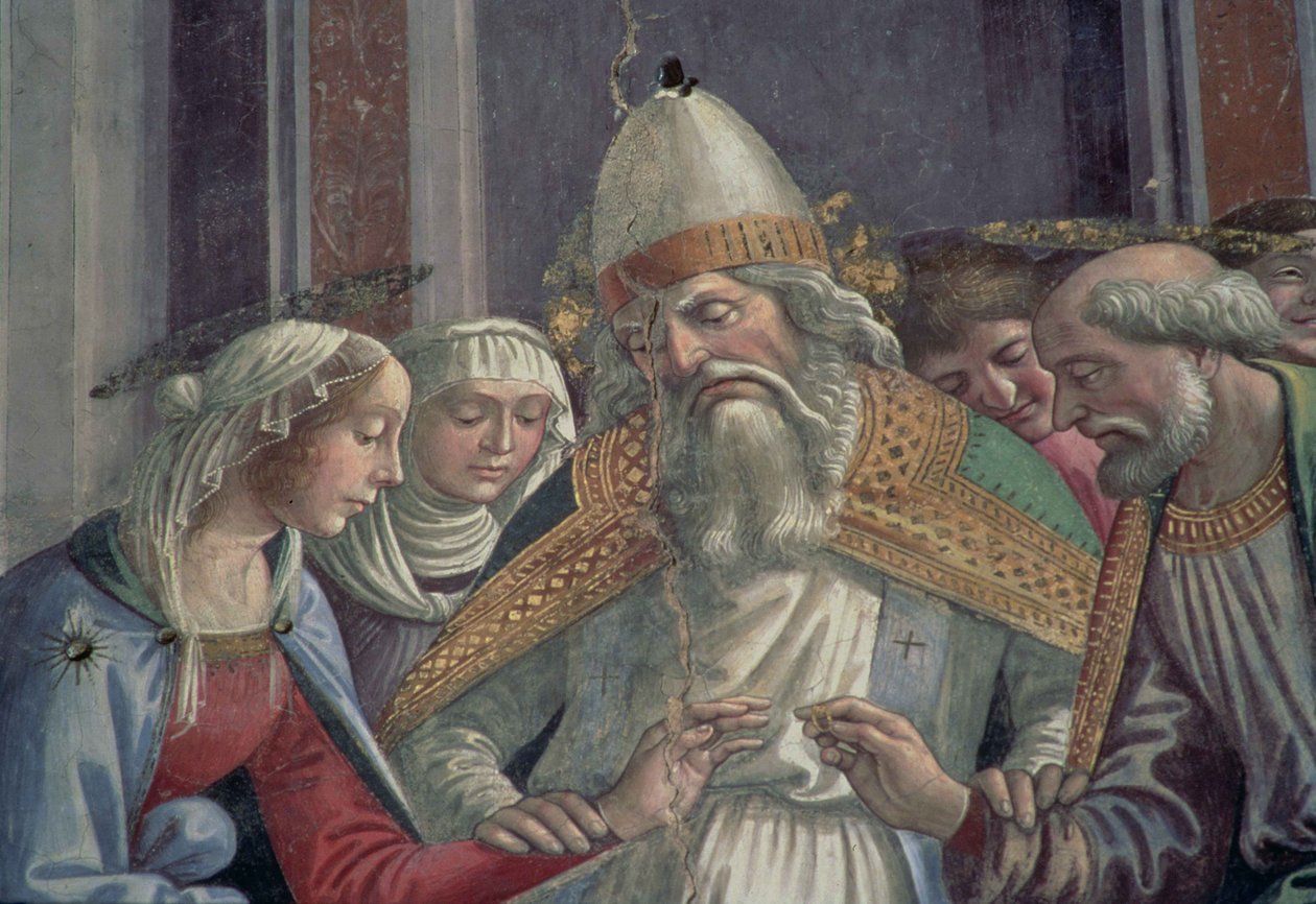 Ta emot ringen, från Jungfrus äktenskap av Domenico Ghirlandaio