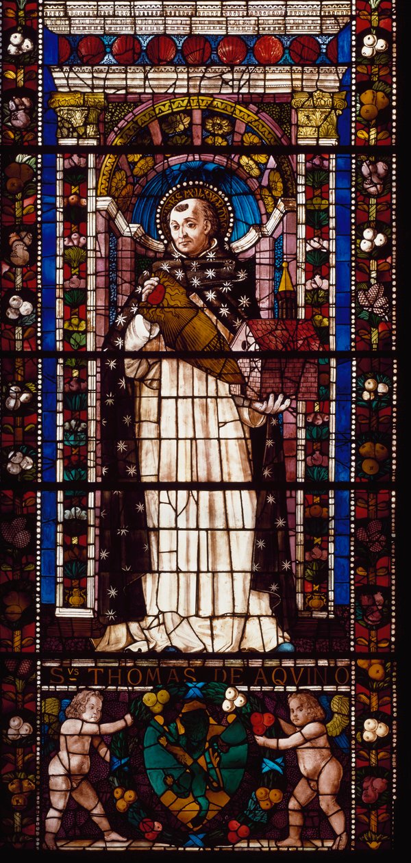 Representation av Saint Thomas Aquinas (målat glas av Domenico Ghirlandaio