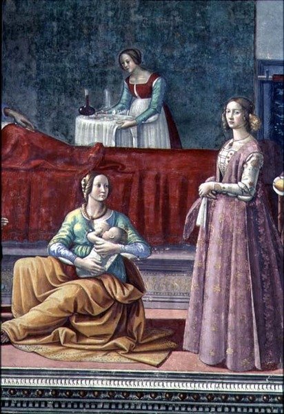 St. Elizabeth och Johannes Döparen, från Johannes Döparens födelse av Domenico Ghirlandaio