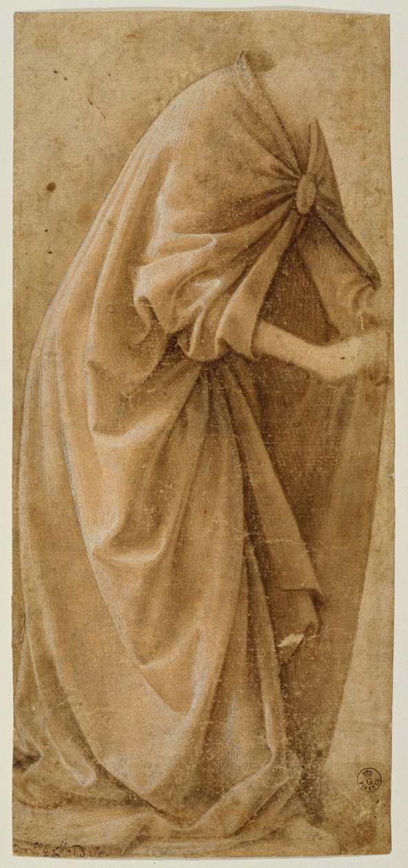 Studie av draperi (bläck förhöjt med vitt på papper) av Domenico Ghirlandaio