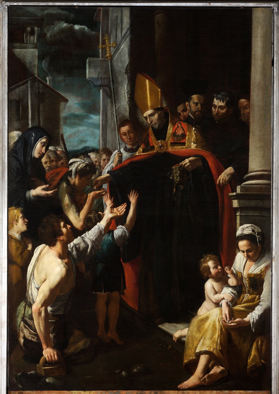 Allmosor från St Thomas av Villanova av Domenico Il Sarzana Fiasella